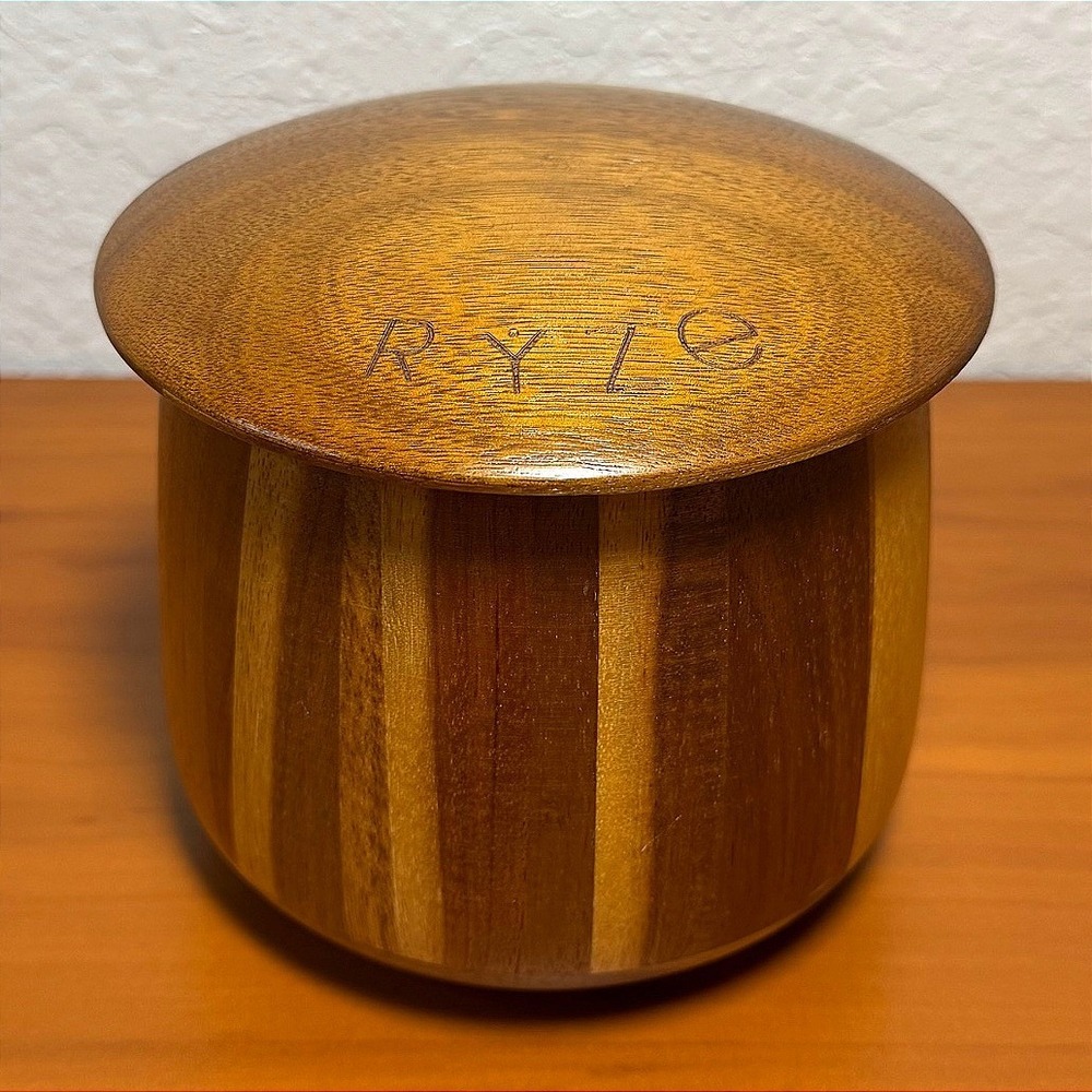 NWT RYZE Acacia Wood Mushroom Jar Airtight Kitchen Storage Canister 5"